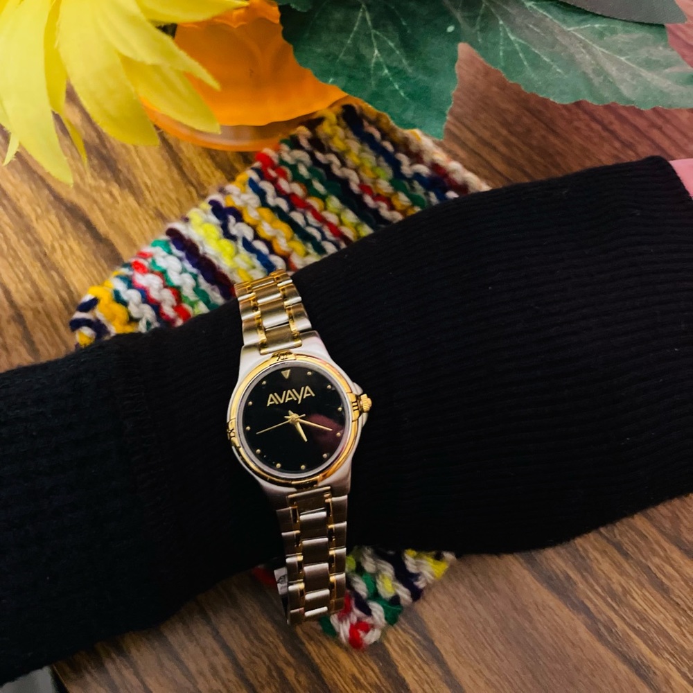 Avaya by SWEDA Stainless Steel Silver Gold Tone Watch